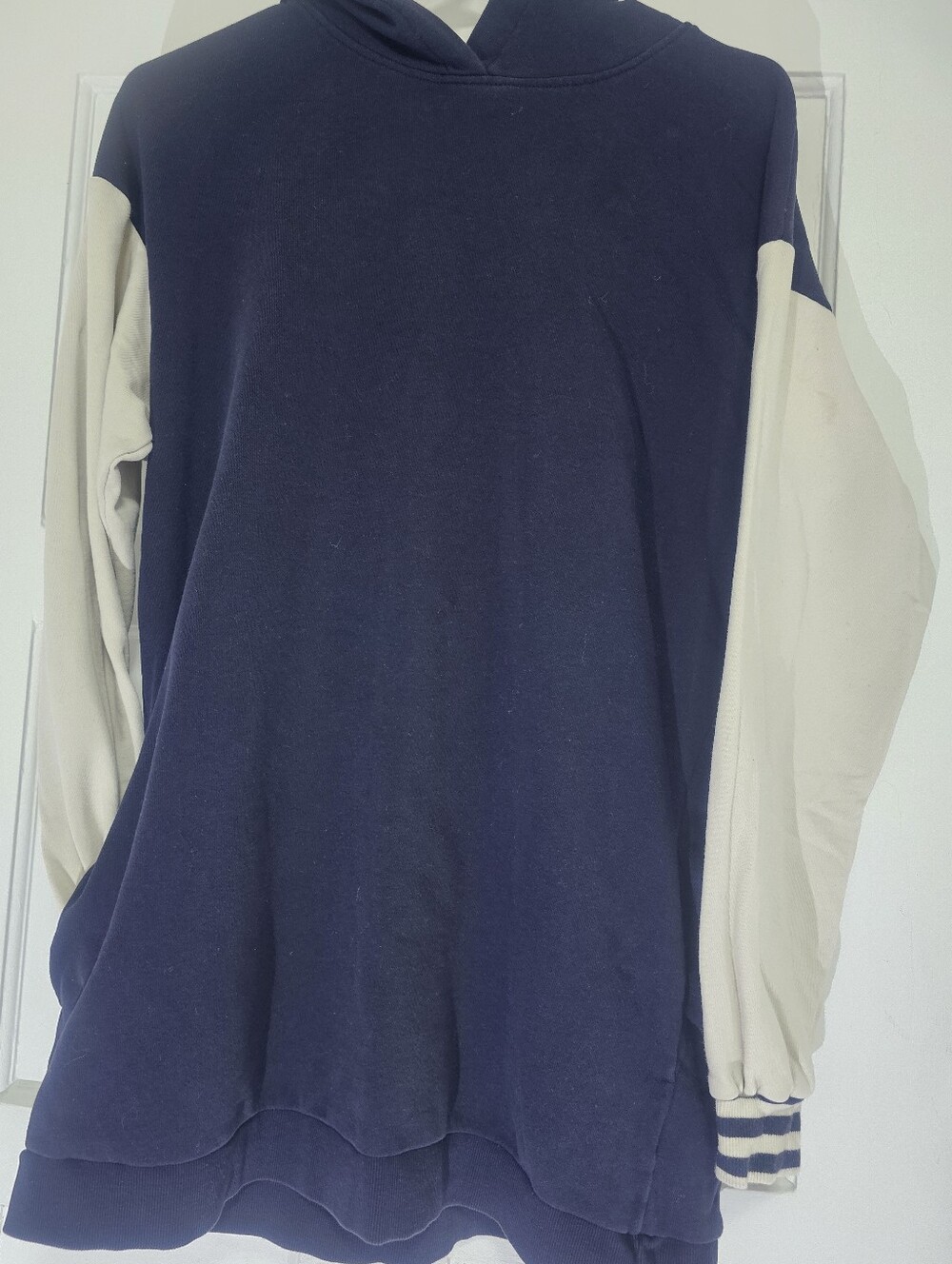 H&M Dark Navy Hooded Sweatshirt with Cream Label